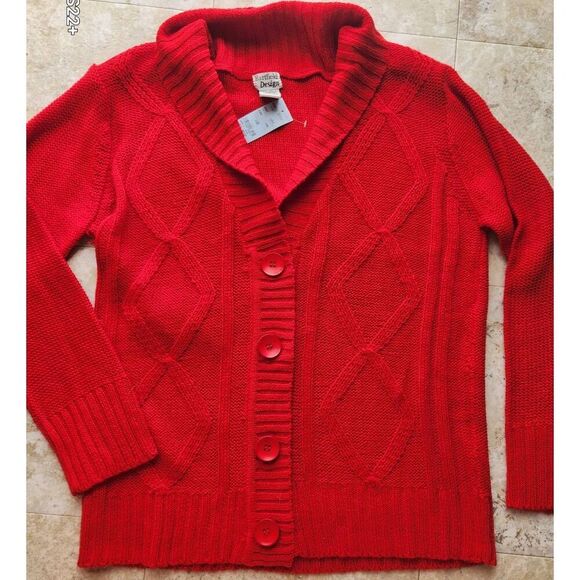 C52 Hartfield Design cable knit sweater cardigan NWT - Picture 1 of 6